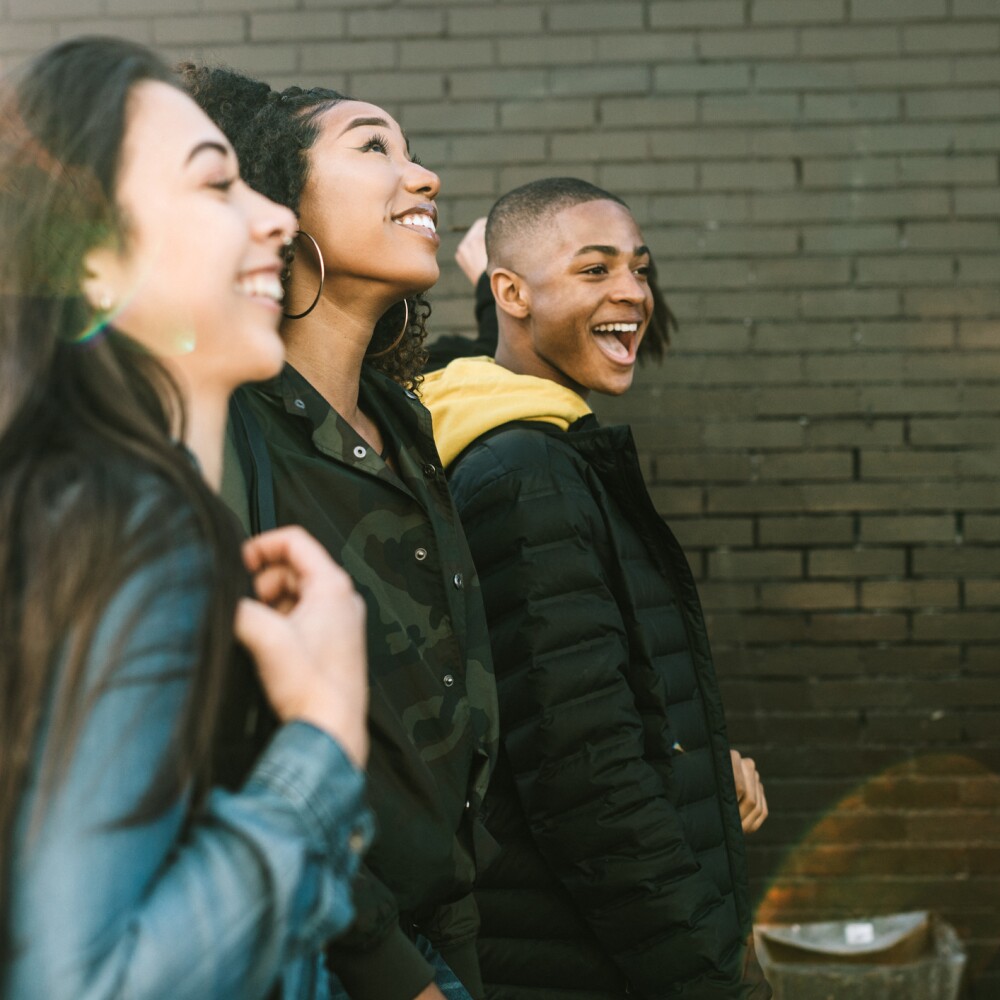 Gen Z students look skyward.