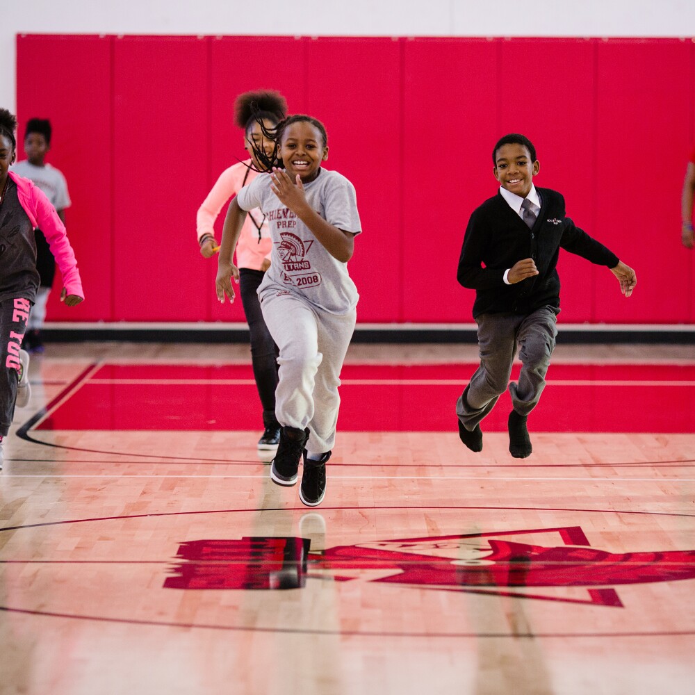 Kids running in school