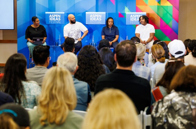 Rashan Williams speaks on a panel at the Aspen Ideas Festival