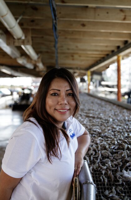 Sandy Nguyen portrait with shrimp
