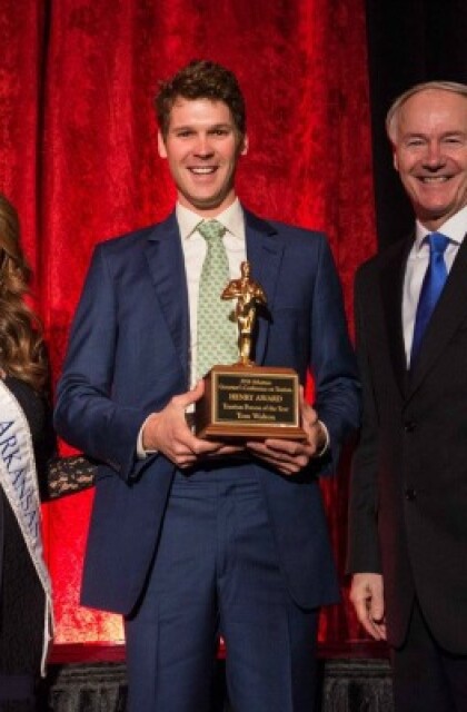 Miss Arkansas Loren McDaniel, Tom Walton and Gov. Asa Hutchinson