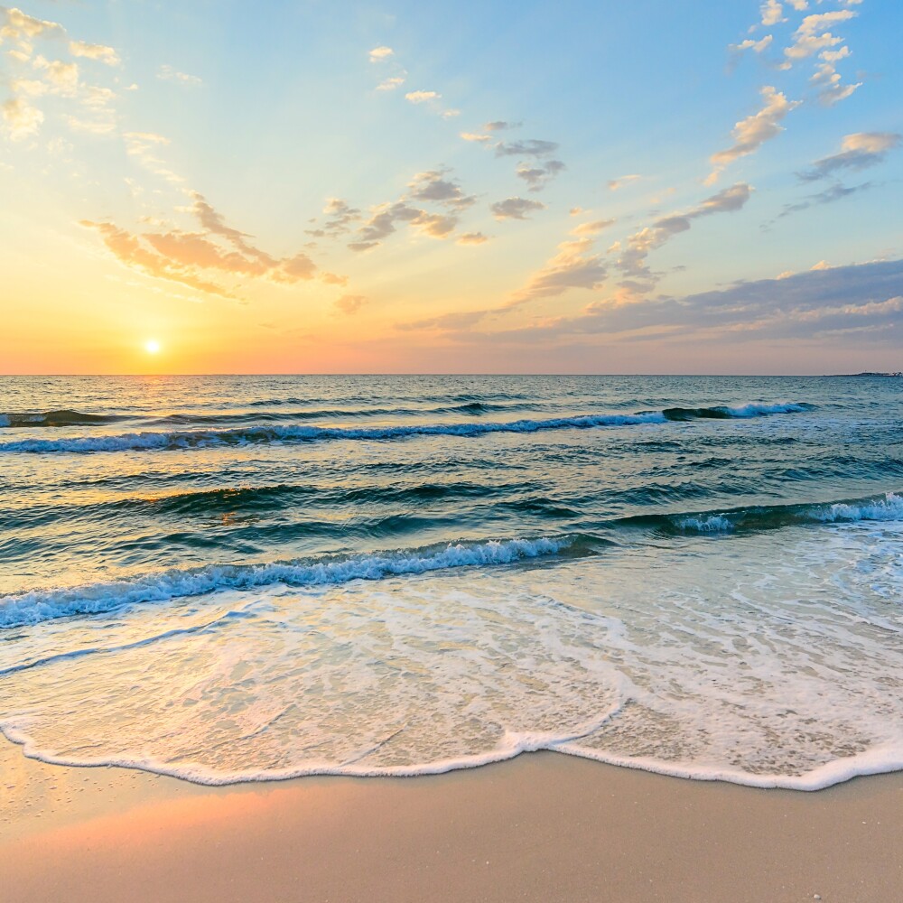 Sunset on Ocean stock