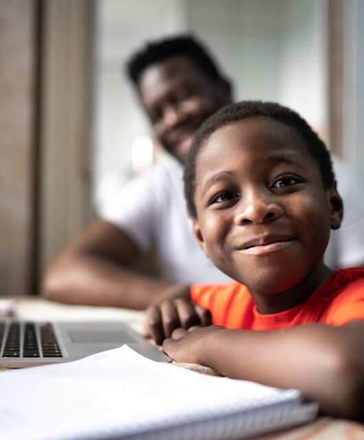 Student and Parent Online Learning with Laptop