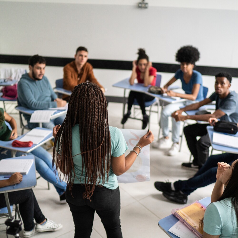 Black students in a study circle