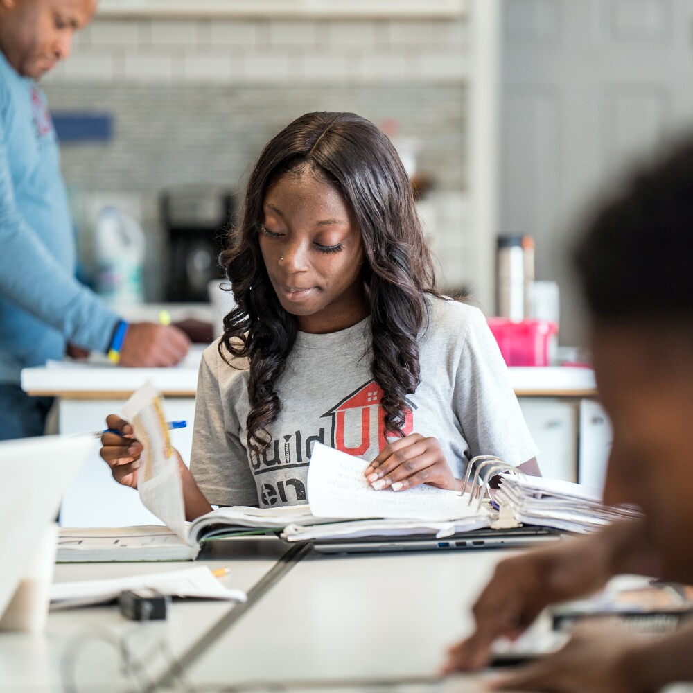 Female student studying Build Up Innovative Schools
