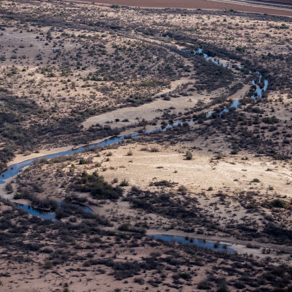 Colorado River Delta river flows through desert