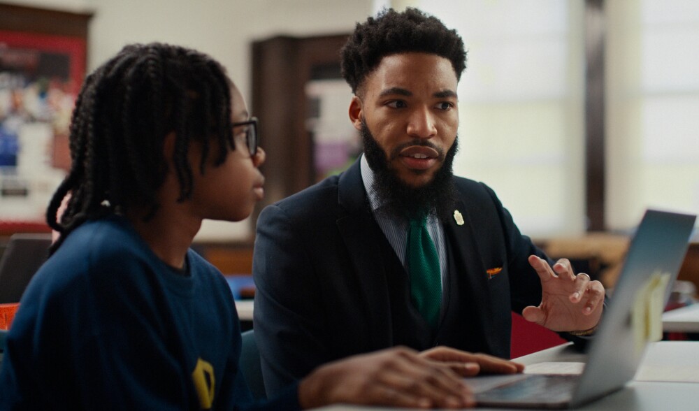 Winston Roberts with student