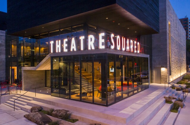 TheatreSquared T2 sign closeup