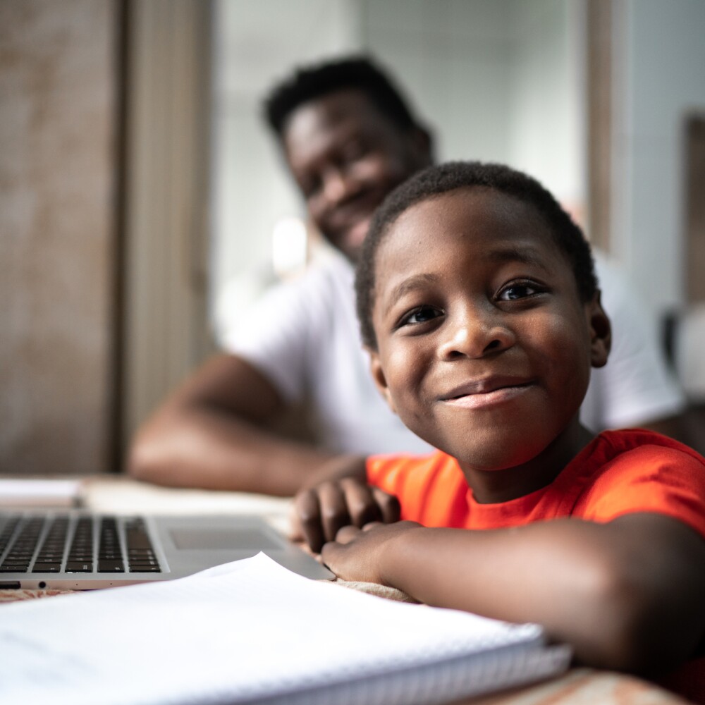 Student and Parent Online Learning with Laptop