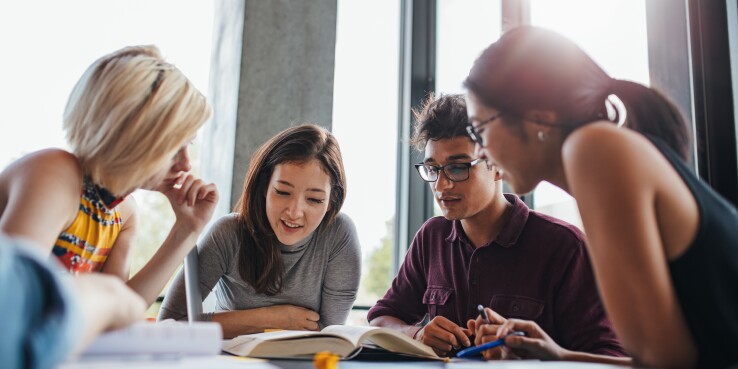Students Studying Textbook