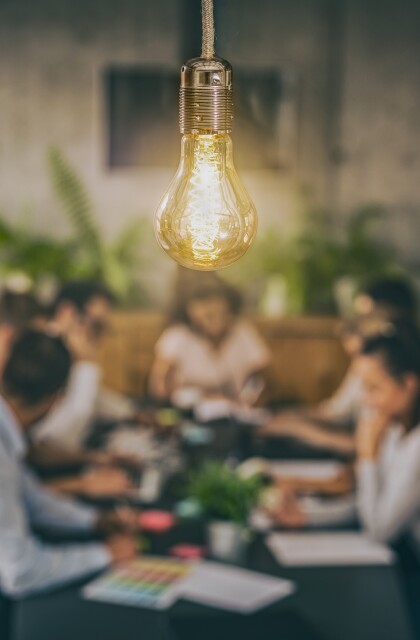 Collaboration stock photo. light bulb