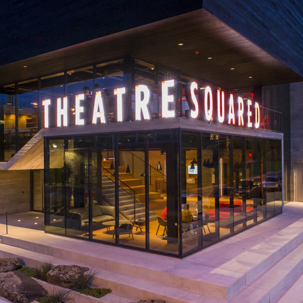 TheatreSquared T2 sign closeup