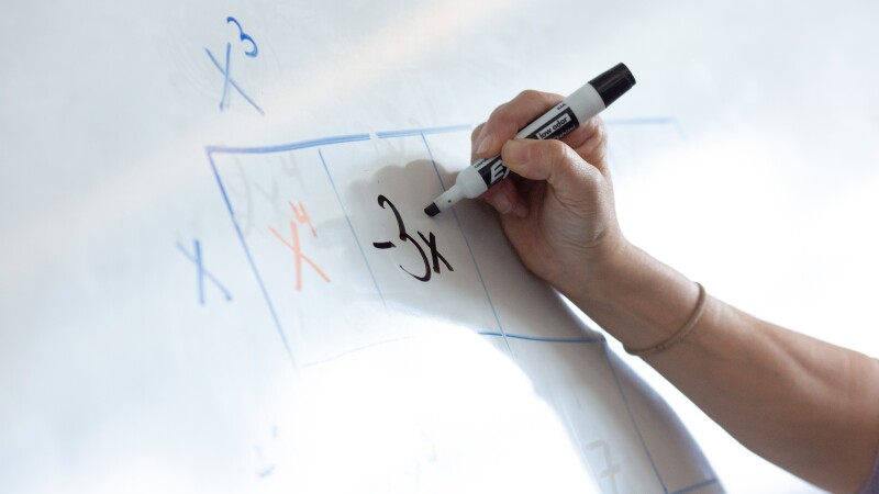 Close-up of math lesson