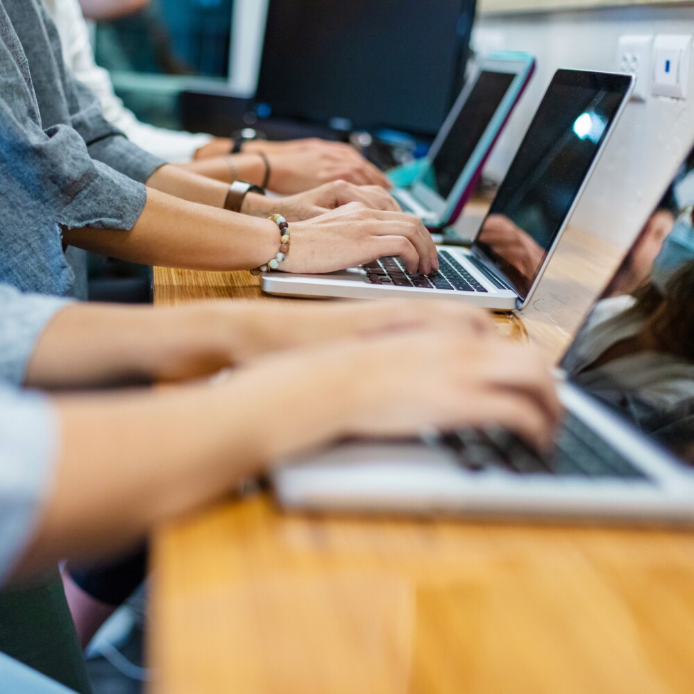 Students on Computers stock