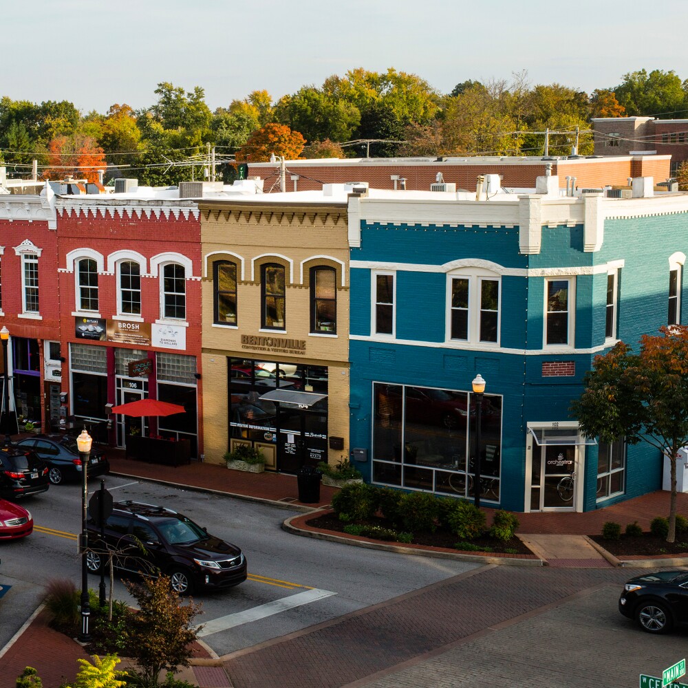 Downtown Bentonville central and main banner