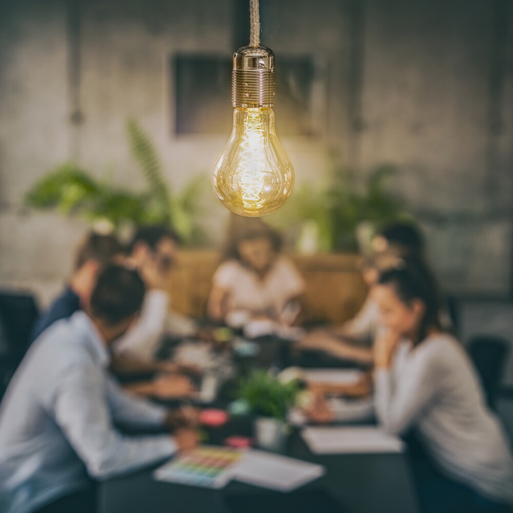 Collaboration stock photo. light bulb
