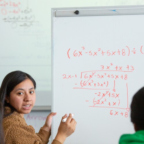 High school group with whiteboard